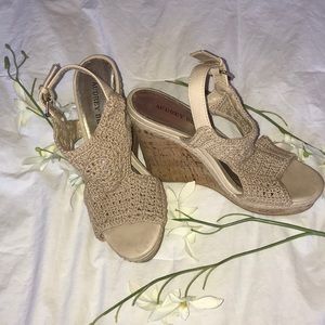 Audrey Brooke Crochet Wedge Sandal
